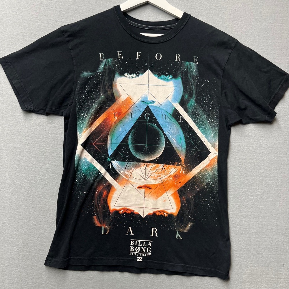 Billabong Still Filthy Before Light After Dark Graphic Tee Black Mens Medium
